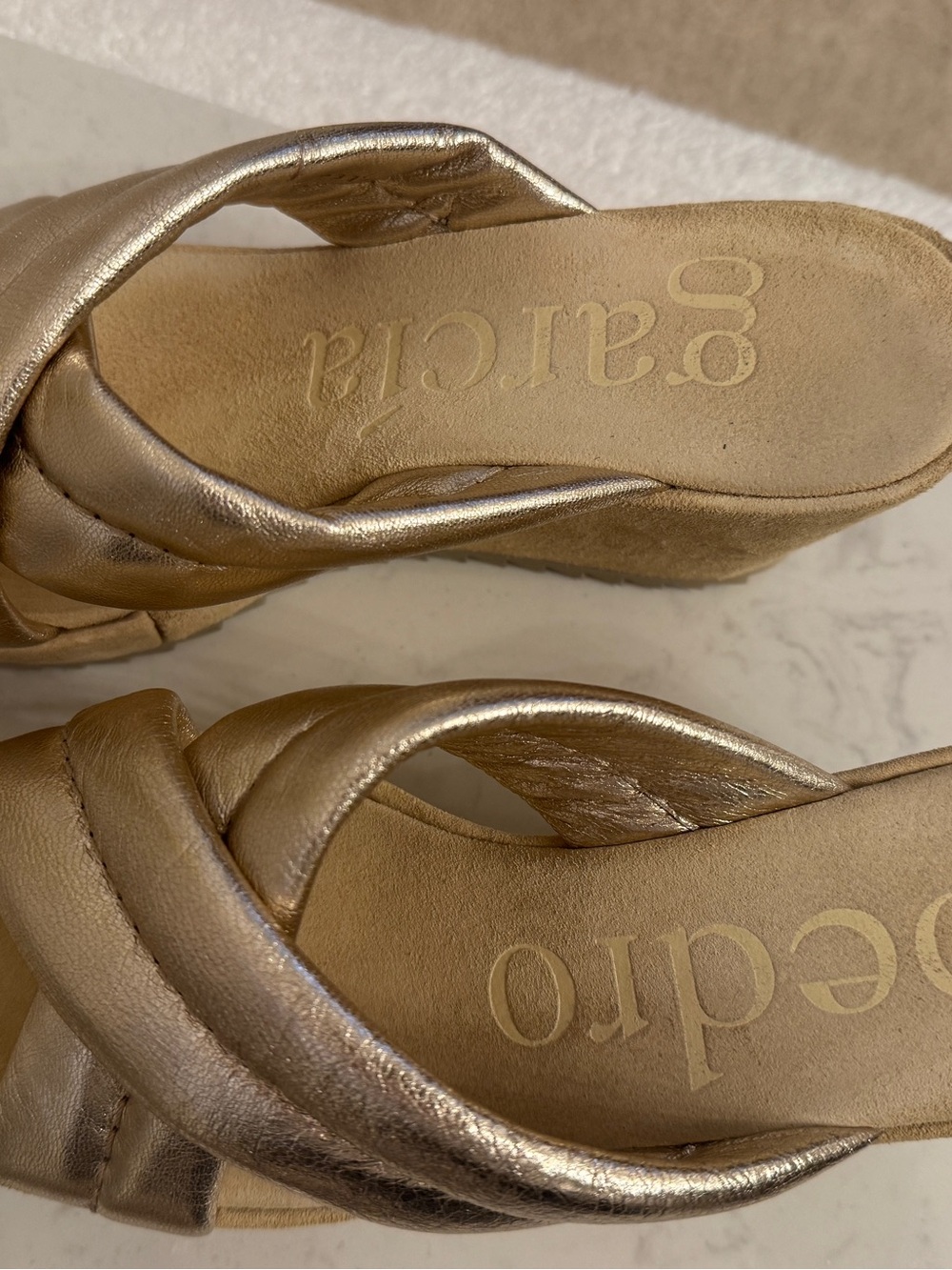 Pedro Garcia Metallic Rose-Gold Platform Slide Sandal - Picture 5 of 9